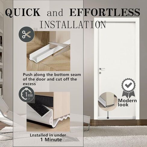 Door Draft Stopper for Bottom of Door Cuttable Weather Stripping Door Seal Under Door Seal 39" Length for Exterior & Interior Doors Garage Window Blocker Noise Dust Insulation Draft Guard (White) in Kuwait