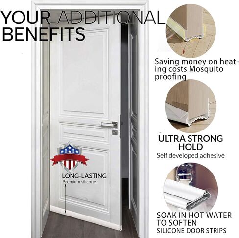 Door Draft Stopper for Bottom of Door Cuttable Weather Stripping Door Seal Under Door Seal 39" Length for Exterior & Interior Doors Garage Window Blocker Noise Dust Insulation Draft Guard (White) in Kuwait