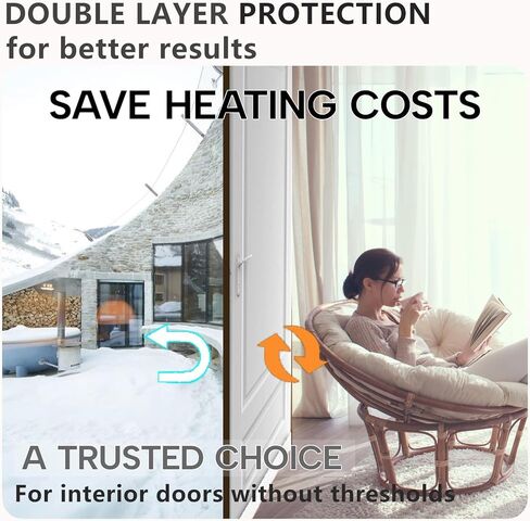 Door Draft Stopper for Bottom of Door Cuttable Weather Stripping Door Seal Under Door Seal 39" Length for Exterior & Interior Doors Garage Window Blocker Noise Dust Insulation Draft Guard (White) in Kuwait