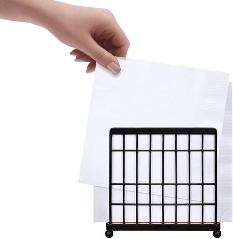 حامل مناديل ستاندوب باللون الأسود لبيت المزرعة الحديث مع قاعدة خشبية في المنتصف in Kuwait