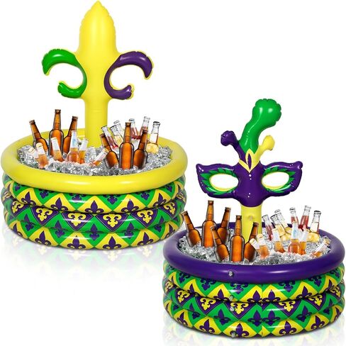 Bencailor 2 Pcs Mardi Gras Inflatable Cooler Mardi Gras Party Decoration Carnival Mask Inflatable Drink Cooler Blow up Ice Drink Holder for Mardi Gras Party Outdoor and Indoor Decoration Supplies in Saudi Arabia