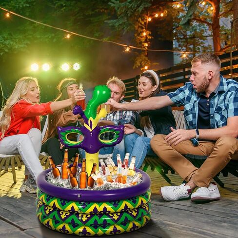Bencailor 2 Pcs Mardi Gras Inflatable Cooler Mardi Gras Party Decoration Carnival Mask Inflatable Drink Cooler Blow up Ice Drink Holder for Mardi Gras Party Outdoor and Indoor Decoration Supplies in Saudi Arabia