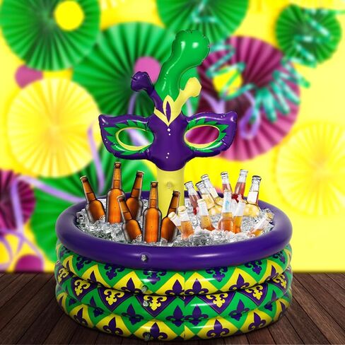 Bencailor 2 Pcs Mardi Gras Inflatable Cooler Mardi Gras Party Decoration Carnival Mask Inflatable Drink Cooler Blow up Ice Drink Holder for Mardi Gras Party Outdoor and Indoor Decoration Supplies in Saudi Arabia