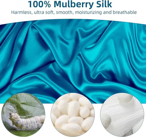 Silk Sleep Mask, WOVTE 100% Mulberry Silk Sleep Mask for Women Man with Adjustable Headband, Soft Pressureless Total Blackout for Sleep, Travel Rest and Office Large Size (Peacock Blue) in Saudi Arabia