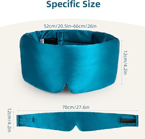 Silk Sleep Mask, WOVTE 100% Mulberry Silk Sleep Mask for Women Man with Adjustable Headband, Soft Pressureless Total Blackout for Sleep, Travel Rest and Office Large Size (Peacock Blue) in Saudi Arabia