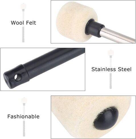 Drum Mallet Bass Drum Percussion Sticks with Wool Felt Head Percussion Marching Band Accessory in Saudi Arabia