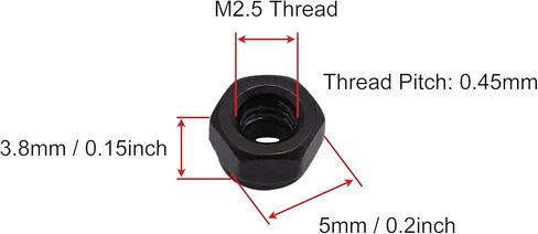 M2.5 x 0.45 مللي متر نايلون إدراج صواميل سداسية ، الكربون الصلب الأسود الزنك مطلي عرافة قفل المكسرات متري الخشنة المواضيع 50 قطعة in Kuwait