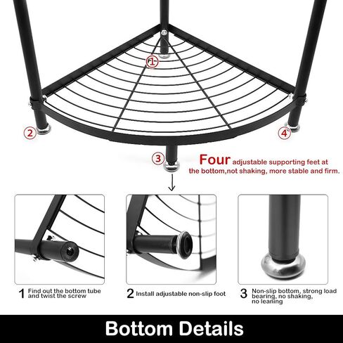 Winterworm 5-Tier Metal Corner Shelf,Black Carbon Steel Kitchen Corner Shelf Pot Storage Rack for Home Office Kitchen Organizer in Saudi Arabia