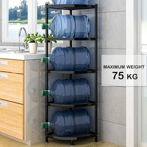 Winterworm 5-Tier Metal Corner Shelf,Black Carbon Steel Kitchen Corner Shelf Pot Storage Rack for Home Office Kitchen Organizer in Saudi Arabia