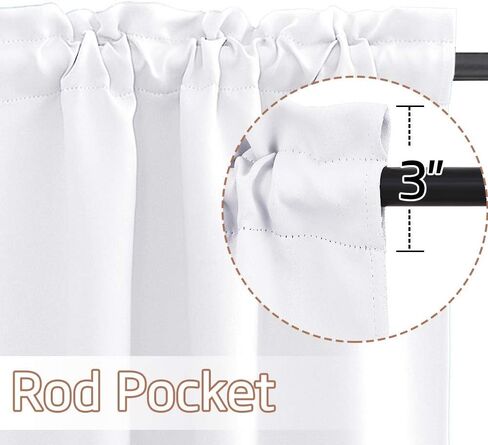 NICETOWN Bathroom Window Curtains - Rod Pocket Blackout Curtains Small Window Short Drapes for Kitchen Bedroom Living Room Kids Nursery Room RV, W29 x L30 inch per Panel, Pure White, 2 Panels in Saudi Arabia