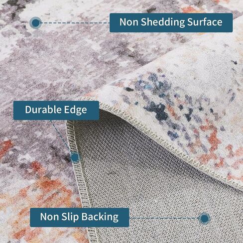 HOMBYS 9x12 Modern Area Rug for Living Room Bedroom, Large Boho Floor Carpet with Non-Slip Backing for Indoor Office Dining Room, Abstract Home Deco Non-Shedding, Khaki, Machine Washable in Saudi Arabia