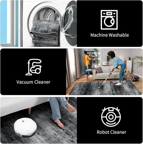 HOMBYS 9x12 Modern Area Rug for Living Room Bedroom, Large Boho Floor Carpet with Non-Slip Backing for Indoor Office Dining Room, Abstract Home Deco Non-Shedding, Khaki, Machine Washable in Kuwait