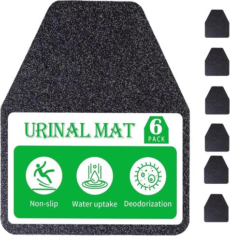 Urinal Mats (6 Pieces) - Urinal Mats for Men Bathroom Non-Slip Water Absorption Deodorization Black Floor Urine Mats - Heavy Duty in Saudi Arabia