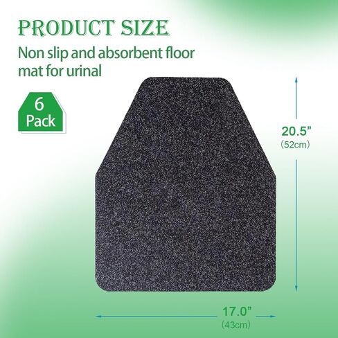 Urinal Mats (6 Pieces) - Urinal Mats for Men Bathroom Non-Slip Water Absorption Deodorization Black Floor Urine Mats - Heavy Duty in Saudi Arabia