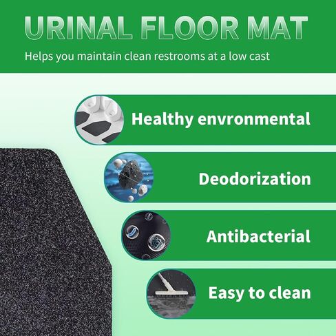 Urinal Mats (6 Pieces) - Urinal Mats for Men Bathroom Non-Slip Water Absorption Deodorization Black Floor Urine Mats - Heavy Duty in Saudi Arabia