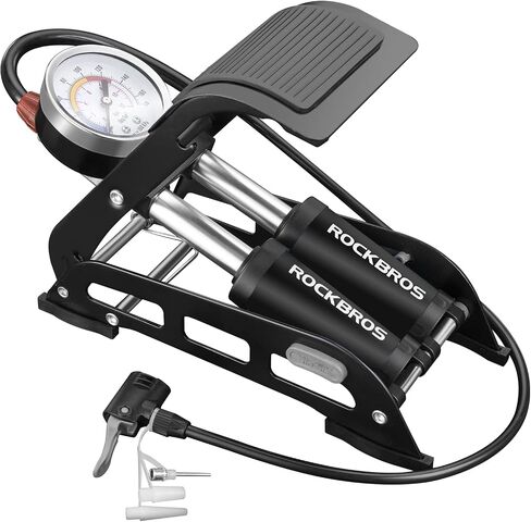 ROCKBROS Bike Floor Pump, Folding Bicycle Foot Pump with Pressure Gauge, Tire Pump Fits Presta Schrader, High Pressure 160 PSI/11 BAR, Suitable for Car, Motorbike, Balls, Inflatable Toy in Saudi Arabia