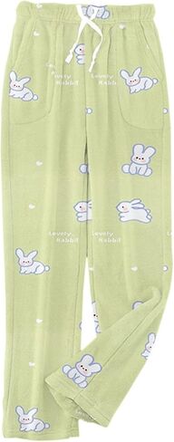 Cromoncent Women's Plush Pajama Pants with Drawstring Fuzzy Flannel Pj Lounge Bottoms Sleepwear in Saudi Arabia