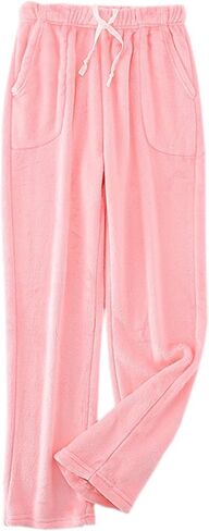 Cromoncent Women's Plush Pajama Pants with Drawstring Fuzzy Flannel Pj Lounge Bottoms Sleepwear in Saudi Arabia