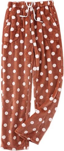 Cromoncent Women's Plush Pajama Pants with Drawstring Fuzzy Flannel Pj Lounge Bottoms Sleepwear in Saudi Arabia