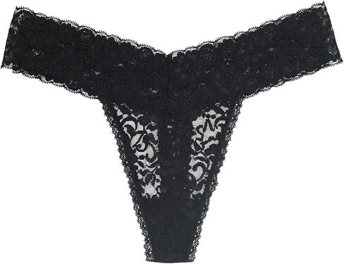 Pack Of 10 Black Lace Women Thong Underwear Low Waist Sexy Cheeky Lingerie See-Through Panties Trim Plus Size in Kuwait