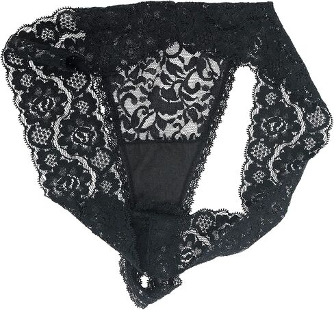 Pack Of 10 Black Lace Women Thong Underwear Low Waist Sexy Cheeky Lingerie See-Through Panties Trim Plus Size in Kuwait