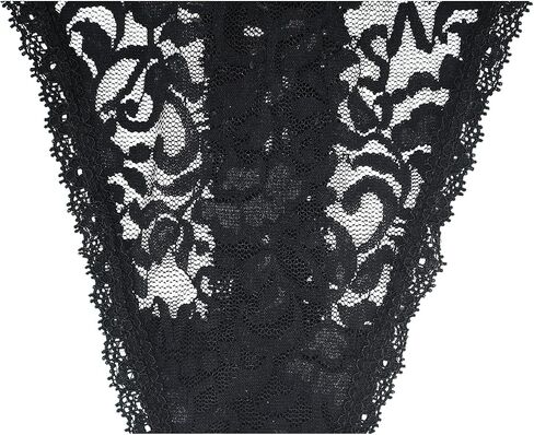 Pack Of 10 Black Lace Women Thong Underwear Low Waist Sexy Cheeky Lingerie See-Through Panties Trim Plus Size in Kuwait