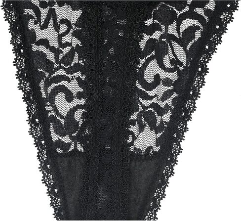 Pack Of 10 Black Lace Women Thong Underwear Low Waist Sexy Cheeky Lingerie See-Through Panties Trim Plus Size in Kuwait