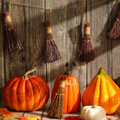 4 قطع مكانس القرفة 7 بوصة مكنسة هيذر التقليدية مكنسة الساحرات مكنسة القرفة الصغيرة ديكور المطبخ للهالوين لحماية الباب هدايا المنزل للهالوين الخريف in Kuwait