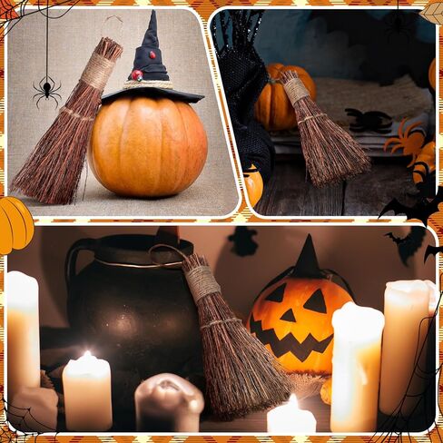 4 قطع مكانس القرفة 7 بوصة مكنسة هيذر التقليدية مكنسة الساحرات مكنسة القرفة الصغيرة ديكور المطبخ للهالوين لحماية الباب هدايا المنزل للهالوين الخريف in Kuwait