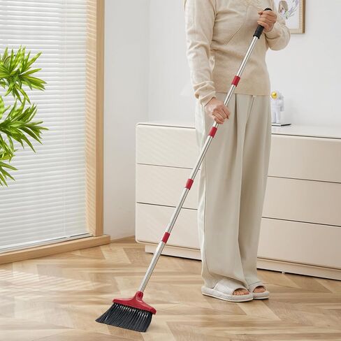 Broom and Dustpan Set Lightweight Upright Lobby Broom and Dust Pan Combo with Long Handle Outdoor Indoor for Home Kitchen Room Office (Red and Black) in Saudi Arabia