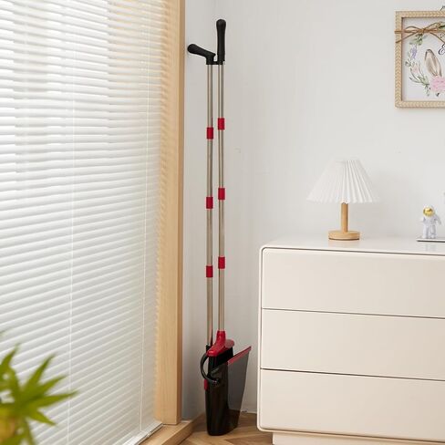 Broom and Dustpan Set Lightweight Upright Lobby Broom and Dust Pan Combo with Long Handle Outdoor Indoor for Home Kitchen Room Office (Red and Black) in Saudi Arabia