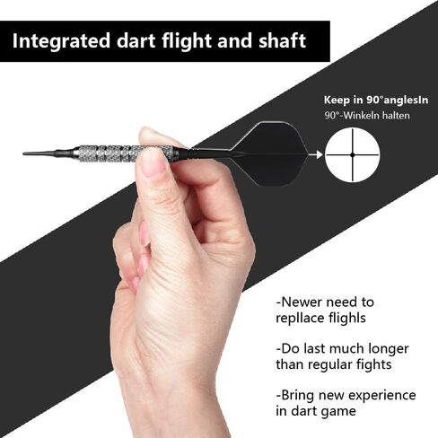 Integrated Dart Flights Standard Shape - 6 Pieces, Training Dart Shaft and Flights, Dart Shafts and Flights for 2BA Dart Barrels Dart Games Accessories Equipment Supplies - Black in Saudi Arabia