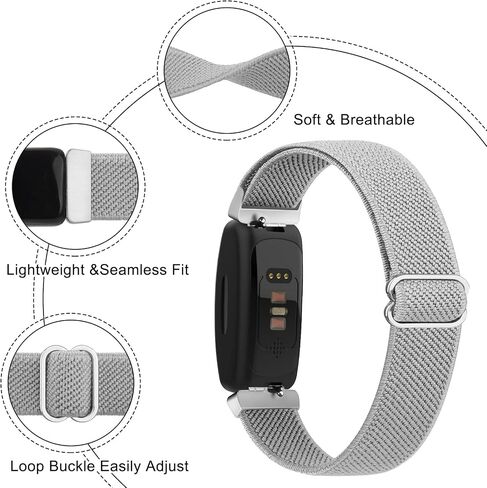 2 Pack Adjustable Elastic Bands for Fitbit Inspire 2 Bands/Inspire HR/Inspire/Ace 3/Ace 2, Soft Stretchy Nylon Loop Strap Replacement Wristband for Women Men in Saudi Arabia