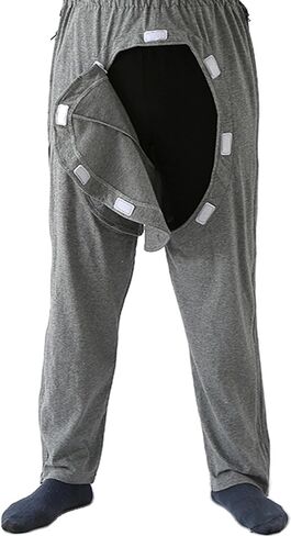 Adult Open Crotch Pants Bedridden Elderly Patient Daily Care Clothing Front and back crotch removable (XX-Large) in Saudi Arabia