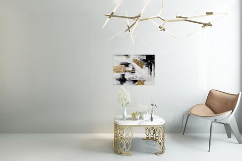 RFDEPOT Abstract Wall Art - Black and White Tones with Luxurious Golden Abstract Paintings - 24x36IN in Saudi Arabia
