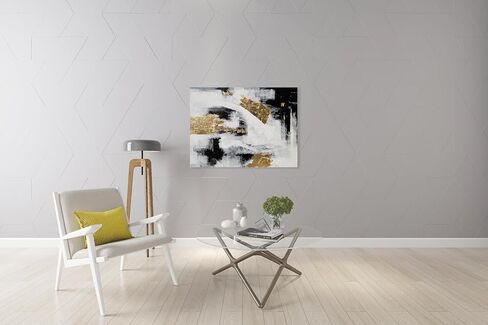 RFDEPOT Abstract Wall Art - Black and White Tones with Luxurious Golden Abstract Paintings - 24x36IN in Saudi Arabia