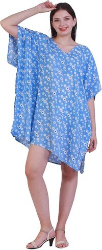 فستان SheKaf النسائي التركي كيمونو ماكسي فستان قفطان الشاطئ لباس السباحة يغطي ملابس الاسترخاء in Kuwait