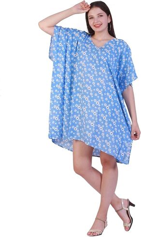 فستان SheKaf النسائي التركي كيمونو ماكسي فستان قفطان الشاطئ لباس السباحة يغطي ملابس الاسترخاء in Kuwait