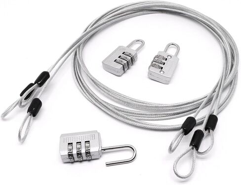 3Pcs Silver Long Security Cable Lock, 7Ft Locking Cable Loop Lock, Double Loop Long Cable Lock Cable Wire Outdoor Clothesline Luggage (3mm) in Saudi Arabia
