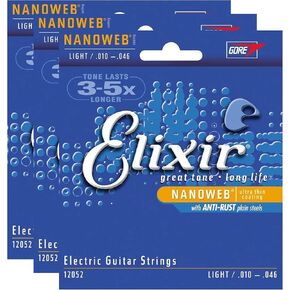 Elixir 12052 Electric Nano Light 10-46 (3 Pack Bundle)
