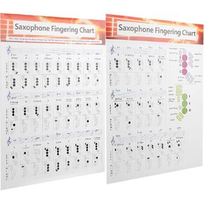 Saxophone Fingering Chart, Basics Guide Exercise Comparison Table Portable Coated Paper Saxophone Fingering Chart