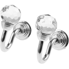 2Pcs Crystal Glass Curtain Tieback Hook Silver Round Head Wall Hook clothes Hanger with Screws