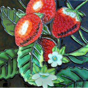 Continental Art Center BD-0218 8 by 8-Inch Strawberry Ceramic Art Tile