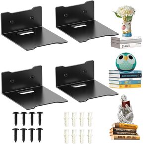 Invisible Floating Bookshelves Wall Mounted, Heavy-Duty Book Organizers, Metal Shelves Storage Book Organizers, Floating Book Shelf Wall Ledge Shelves for Home Office Classroom Library 4-Pack Large