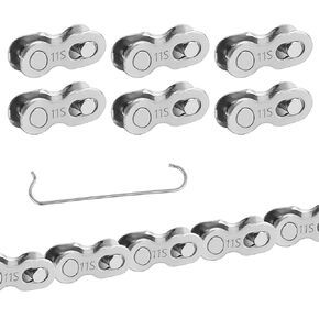 11 Speed Quick-Link Chain Connector, 6Pairs Bike Chain Missing Link Speed Chain with Stainless Steel Chain Hook Reusable Dismantling 5 Times for Mountain Bike, Road Bike, Bicycle Chain Replacement