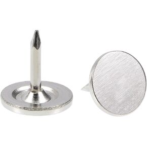 uxcell 30Pcs Upholstery Tacks, 9.5mmx10mm Flat Head Decorative Furniture Nails Thumb Tack for Furniture Sofa Headboards, Silver