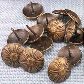 Antique Bronze Daisy Decorative Nails, OZXNO 24 PCS Upholstery Tacks Round Head Furniture Thumb Push Pins for Sofa Cork Board Message Board Photo Walls - 23 mm Dia