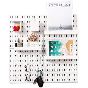 Peg Board Set | White Pegboard Wall Organizer, Sets of 4 Pegboards with 9 Different Accessories - Wall Peg Boards Panels Kits for Bedroom, Office, Kitchen, Garage & Bathroom