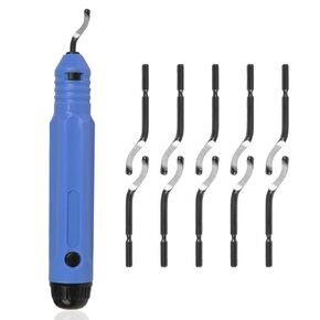 Deburring Tool Kit, NB1100 Handle with 10pcs Extra BS1010 HSS Blades- Hand Rotary Pipe Deburring Cutter for Cutting Deburrs Wood, Plastic, Copper, Aluminum and Steel