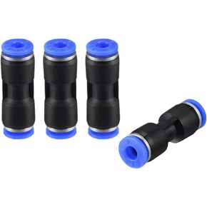 uxcell Plastic Straight Union Push to Connect Tube Fitting 4mm OD Push Fit Lock Blue 4pcs
